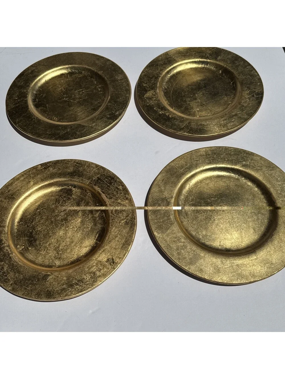 Pier 1 Imports VTG Gold Leaf Ceramic Charger Plate 13.5” Italy Set of 4 Holidays